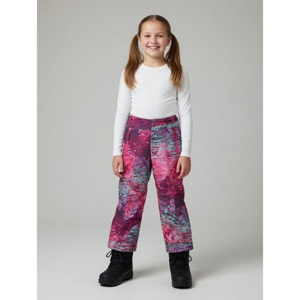 Obermeyer Girls Pink Purple Pixel Floral Ski Snow Pants EWS Size S 8